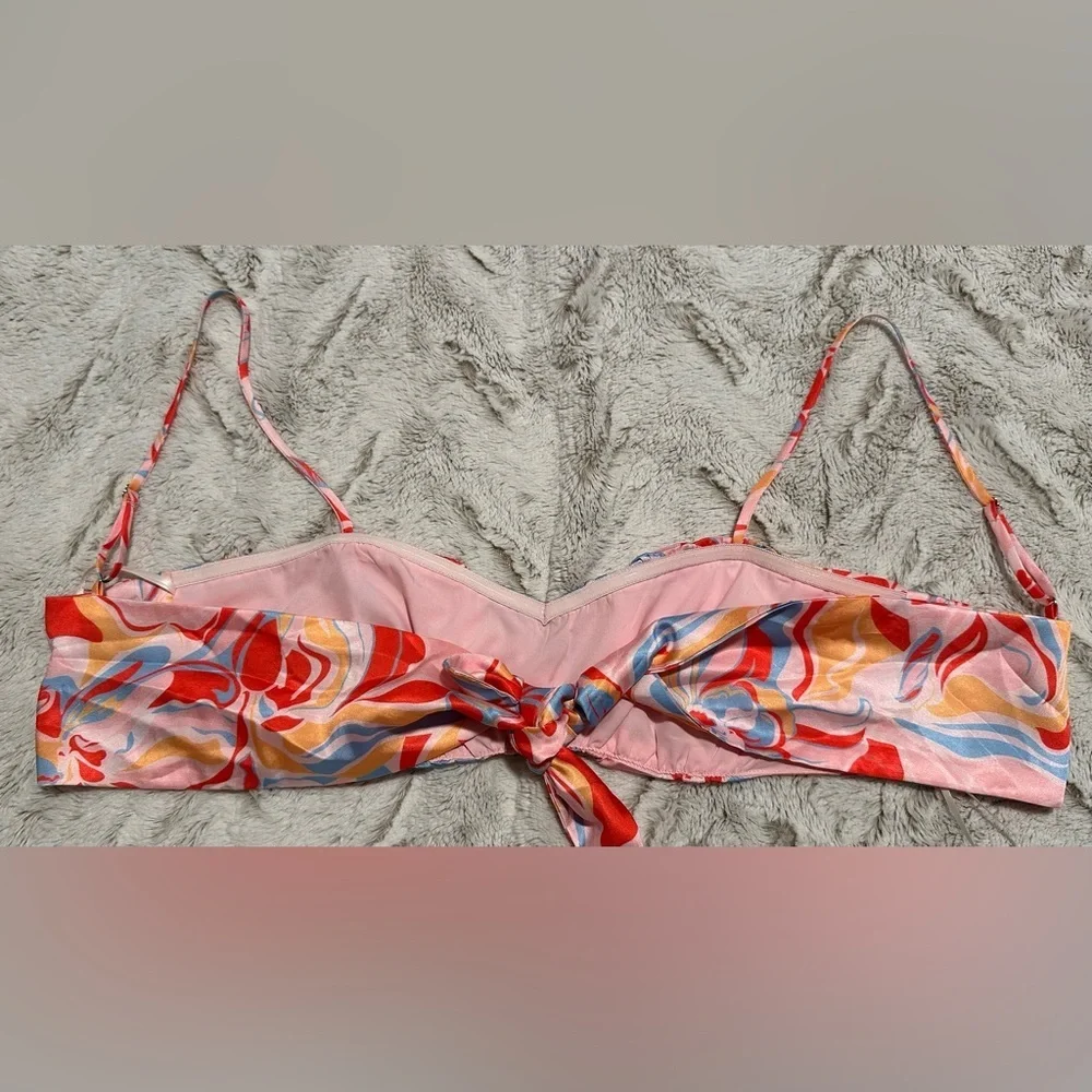 Cotton Candy LA Multicolor Abstract Bandeau Bow Tie Top - Picture 10 of 10